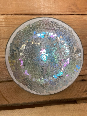 Blue crackle candle plate