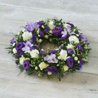 Purple and White Wreath