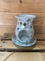 Pearl and Silver plate and wax warmer